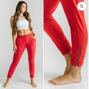 Zyia Active Everywhere Zipper Joggers Red Medium